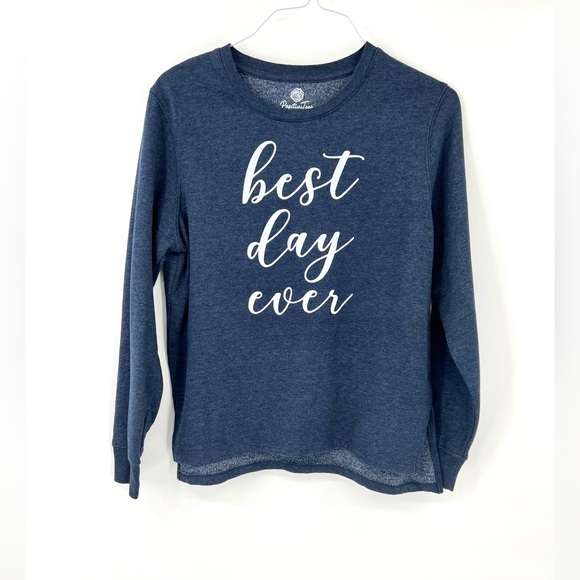 Best Day Ever Heather Blue Sweatshirt Wedding Day Graduation - Picture 1 of 6